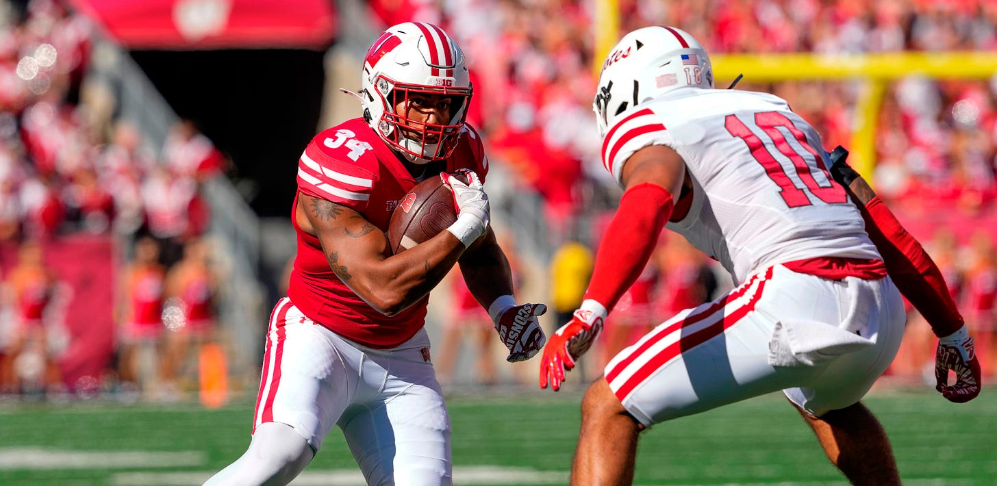 Wisconsin Badgers running back Jackson Acker (34) rushes with the football against South Dakota 