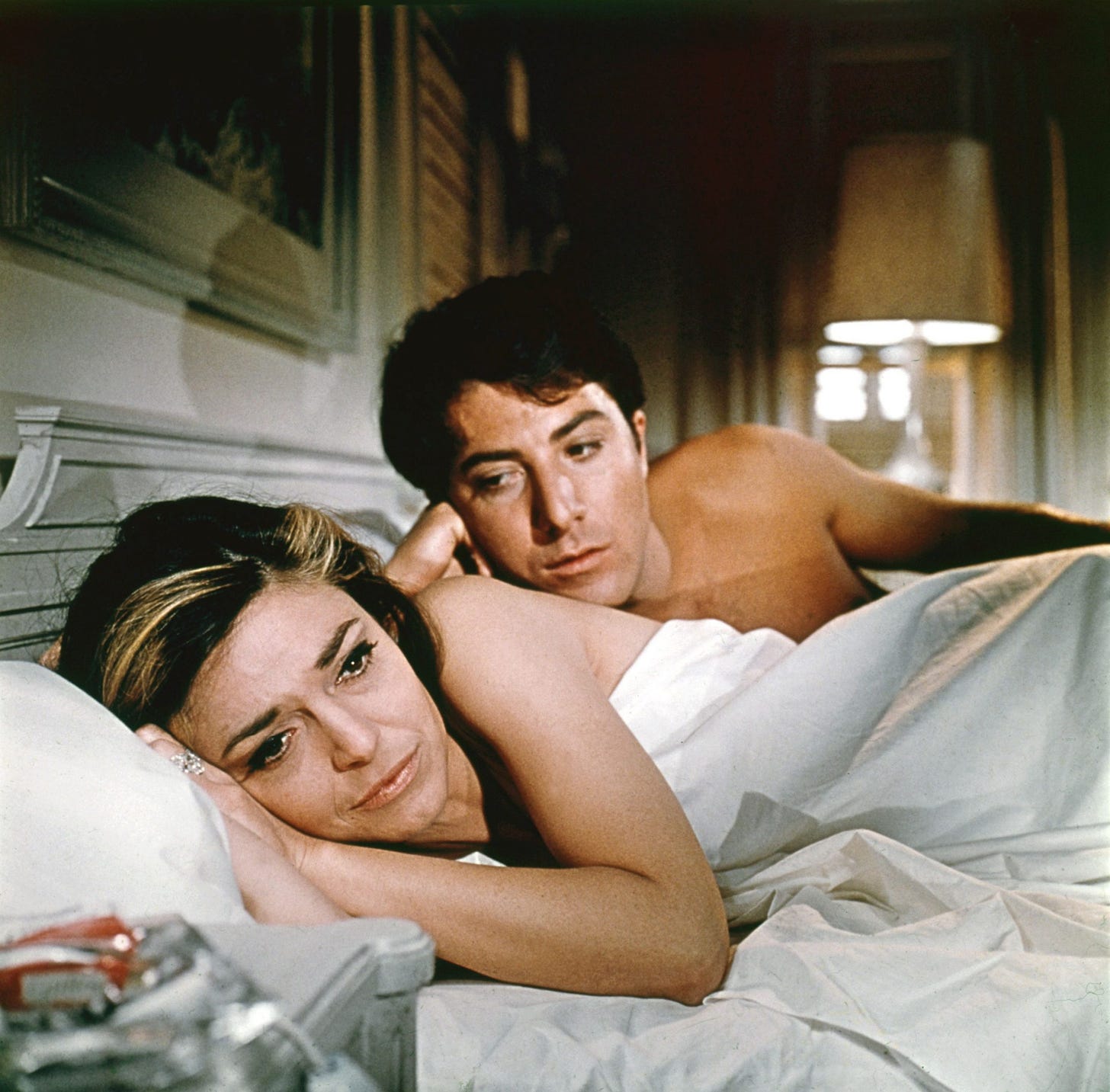 An image from the Graduate of Benjamin and Mrs Robinson in bed