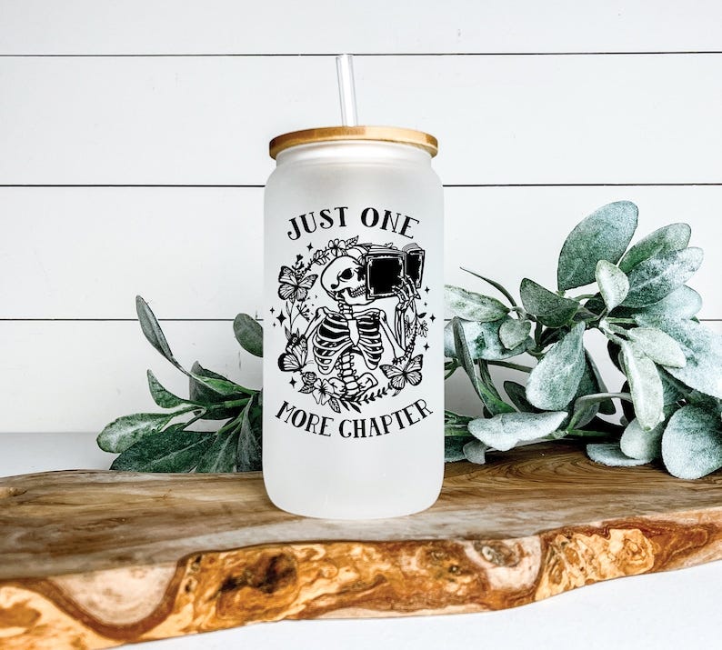 Book Lover Gift Just One More Chapter Glass Tumbler Gift for image 3