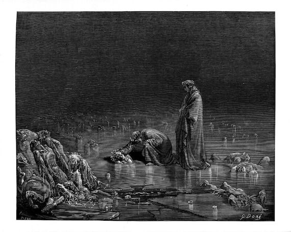 Dante Addresses Traitor Bocca Degli Abati Divine Comedy Dante Gustave Dore  Vintage Antique Hell Gothic Illustration Fine Art Poster Print - Etsy