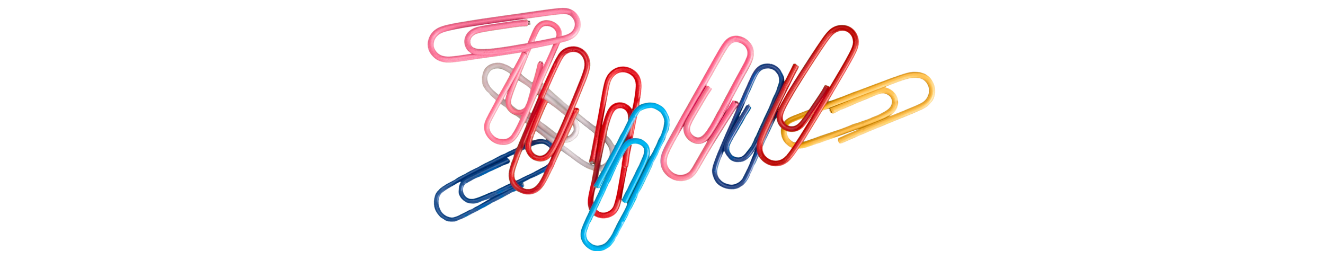 A collection of multi-colored paperclips