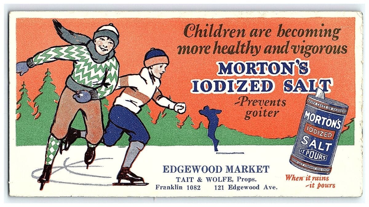 1920s Blotter Salt Ink Iodized Morton's Rains Pours Children Ice Skating  Skaters | eBay