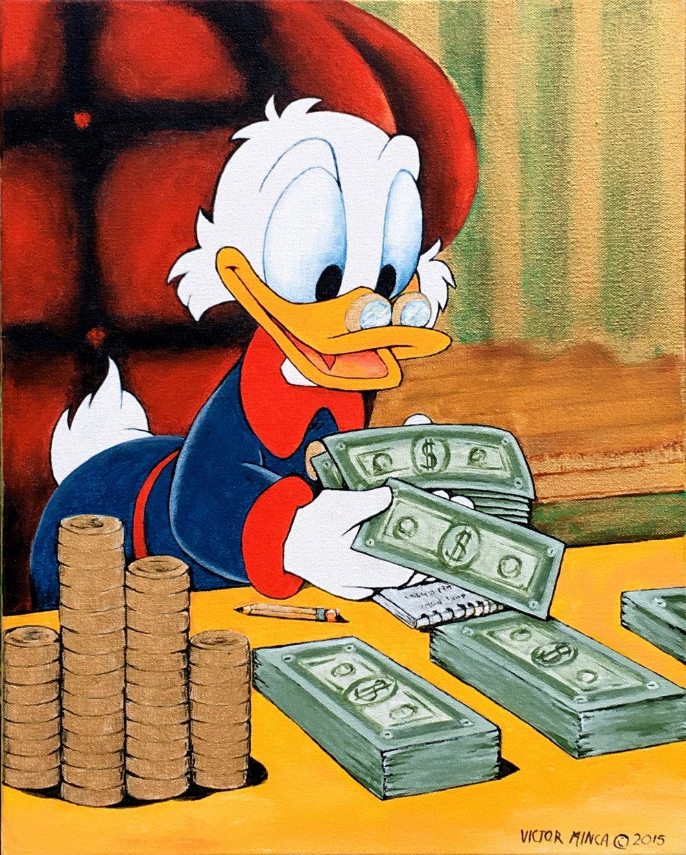 Scrooge Mcduck Counting Money – VICTOR MINCA FINE ART