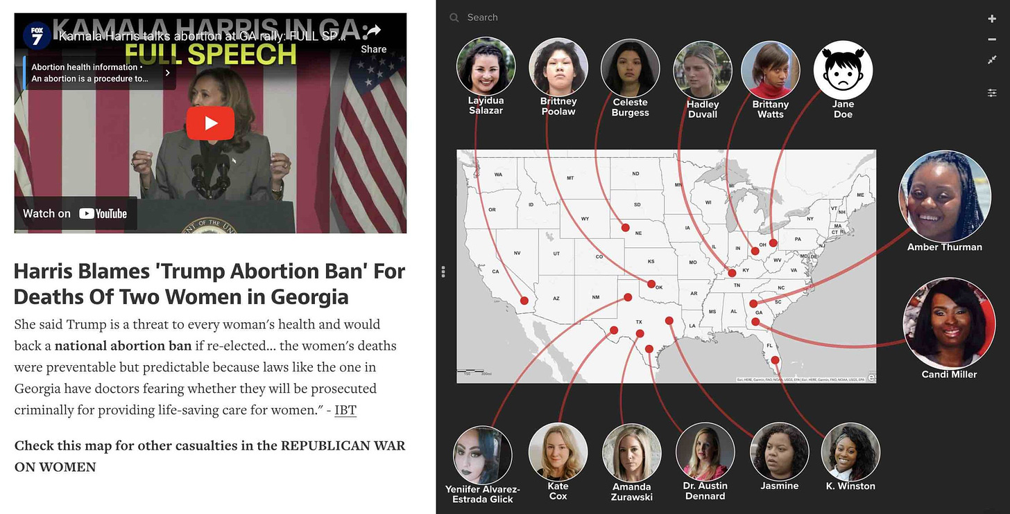 Map of the casualties in the Republican war on women.