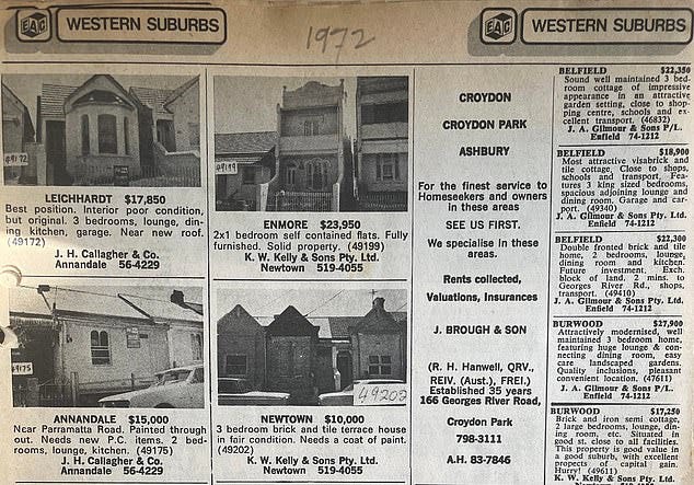 Classified ads from 1972 show Sydneysiders could buy a three-bedroom city  terrace for $10,000 | Daily Mail Online