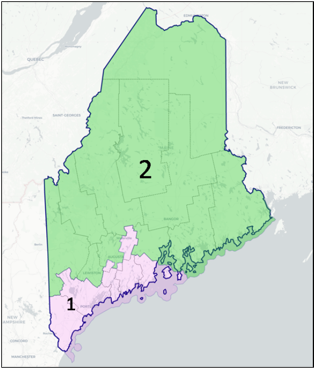 A map of maine with different colored areas

Description automatically generated