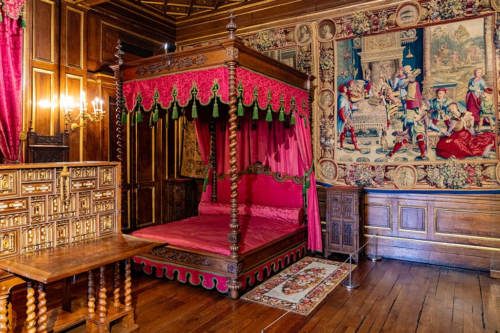 Napoleon III and his wife, Empress Eugenie's bed and bathroom