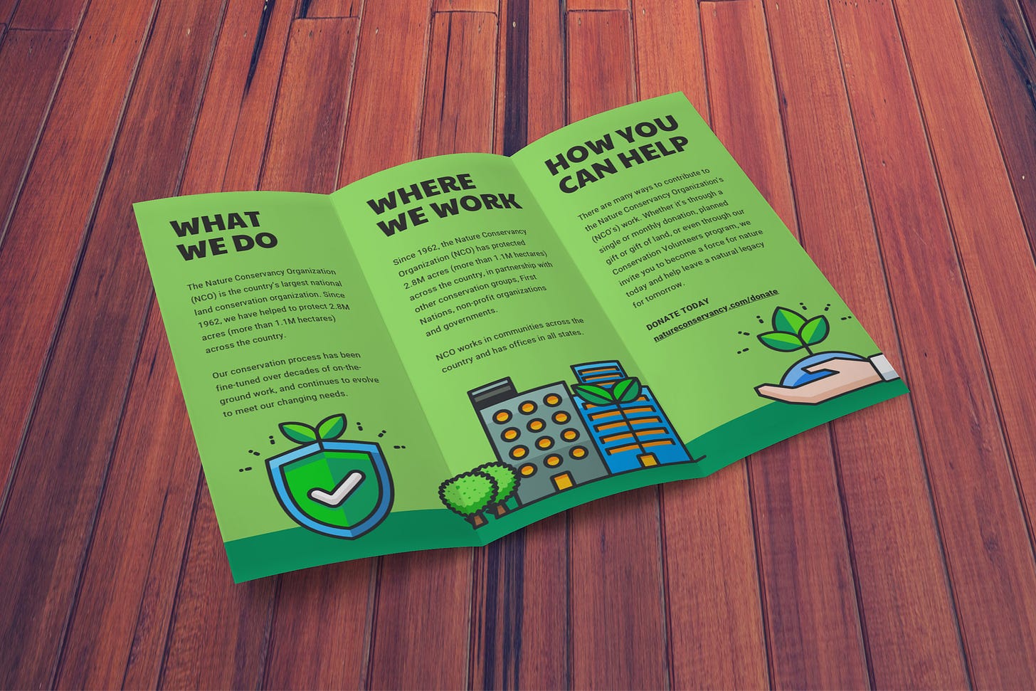 Natural Green Illustrated Nonprofit Trifold Brochure Idea - Venngage ...