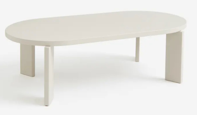 simple white coffee table with angled legs