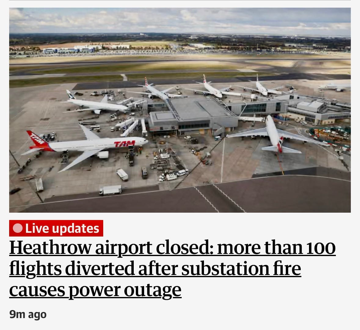 Heathrow Airport Closed: Hundreds of Flights Diverted