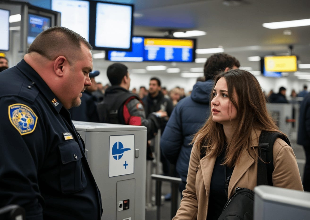 A person and person in a airport

Description automatically generated