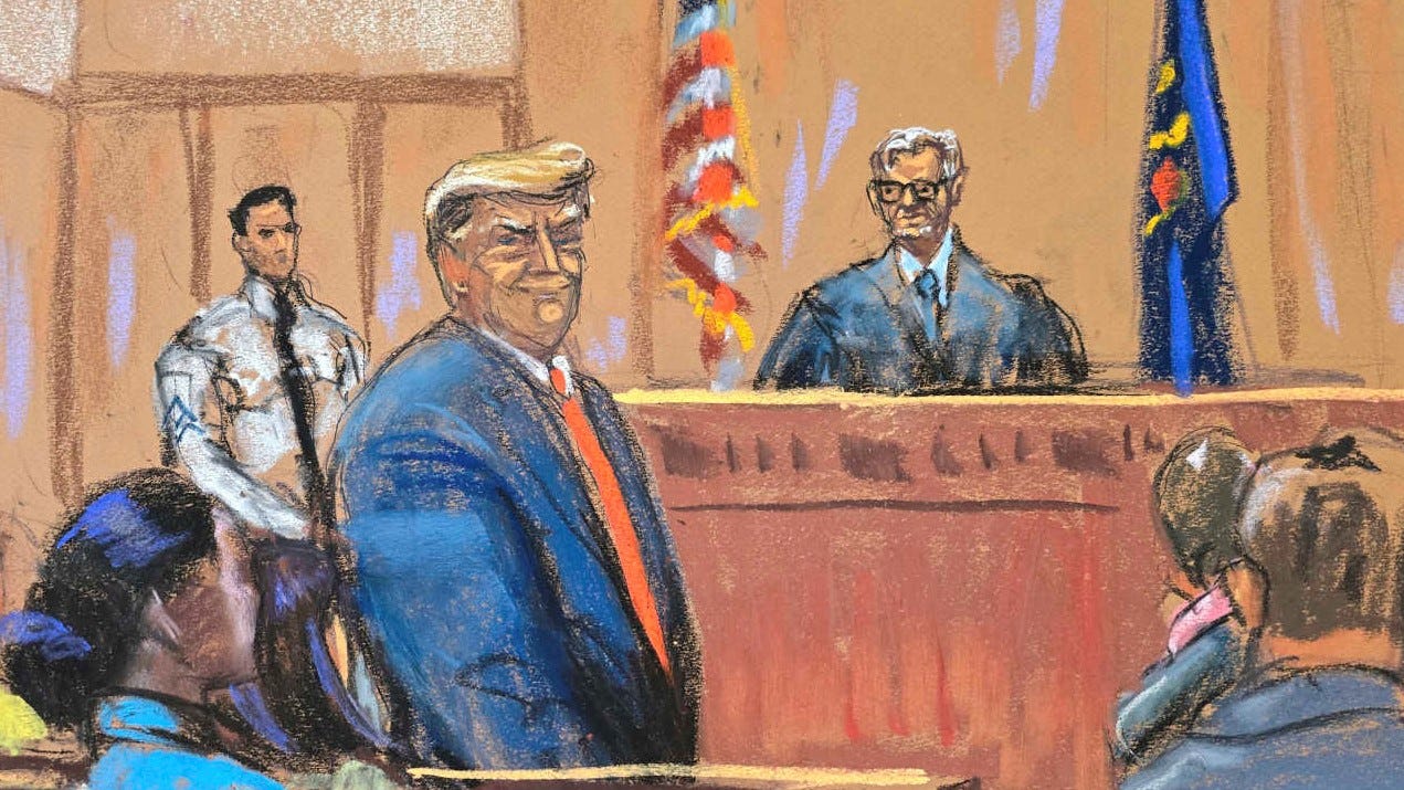 Trump courtroom sketch by Jane Rosenberg