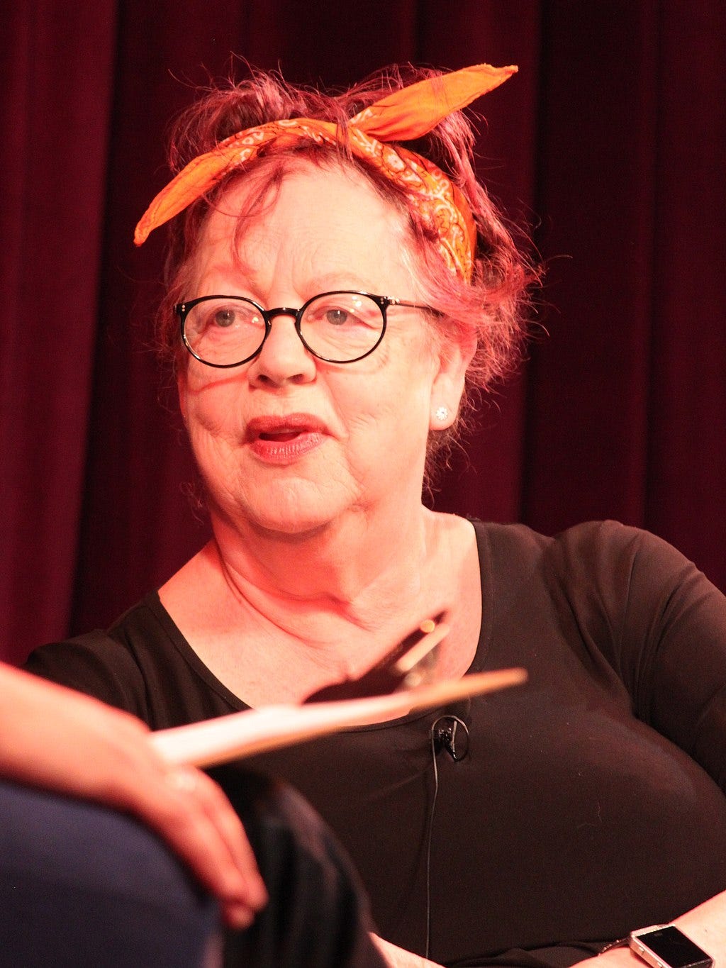 Jo Brand appearing in the cabaret tent at Glastonbury Festival 2019