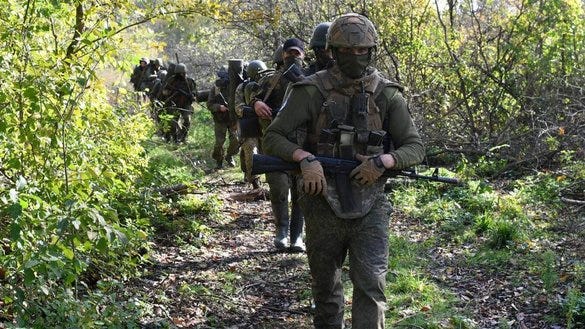 Wagner Group mercenaries in Ukraine in October. [Wagner Group]