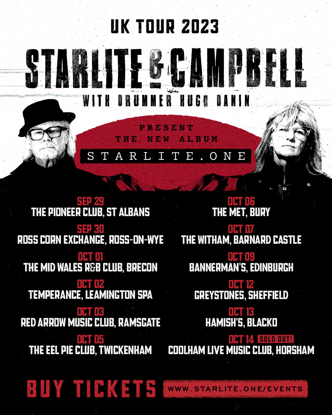 Starlite & Campbell UK Tour poster 2023