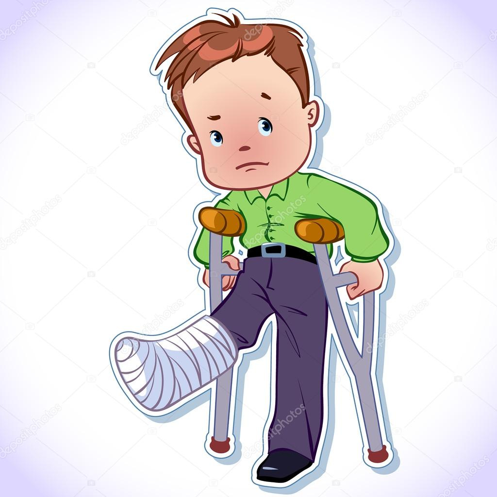 The boy with a broken leg in a cast Stock Vector by ©yavi 54490903