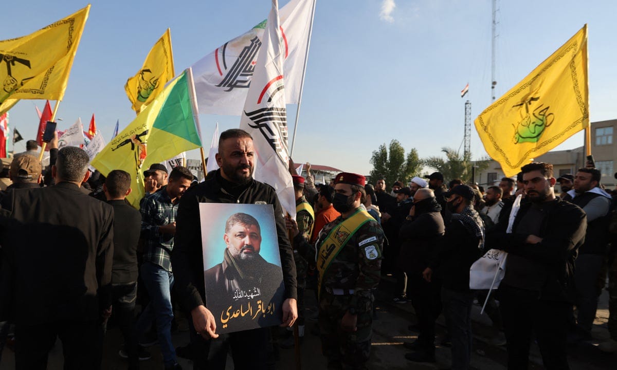 Baghdad mourners gather for funeral of Iraqi militant killed in US drone  strike | Iraq | The Guardian