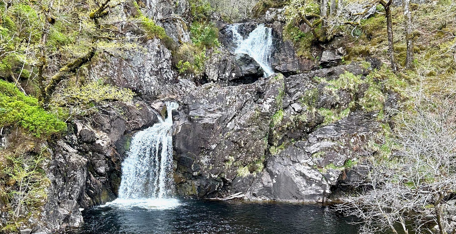 A waterfall, in case you haven't hung out with one lately. This particular waterfall hails from Scotland.