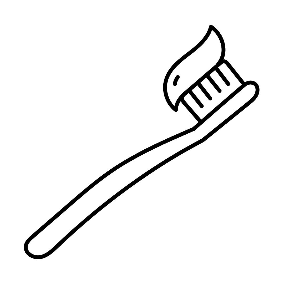 illustration, black and white, of a toothbrush with toothpaste
