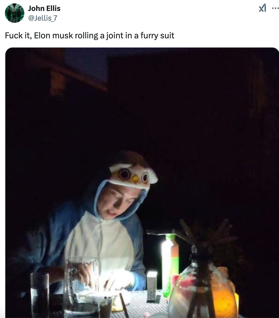 Fuck it, Elon musk rolling a joint in a furry suit