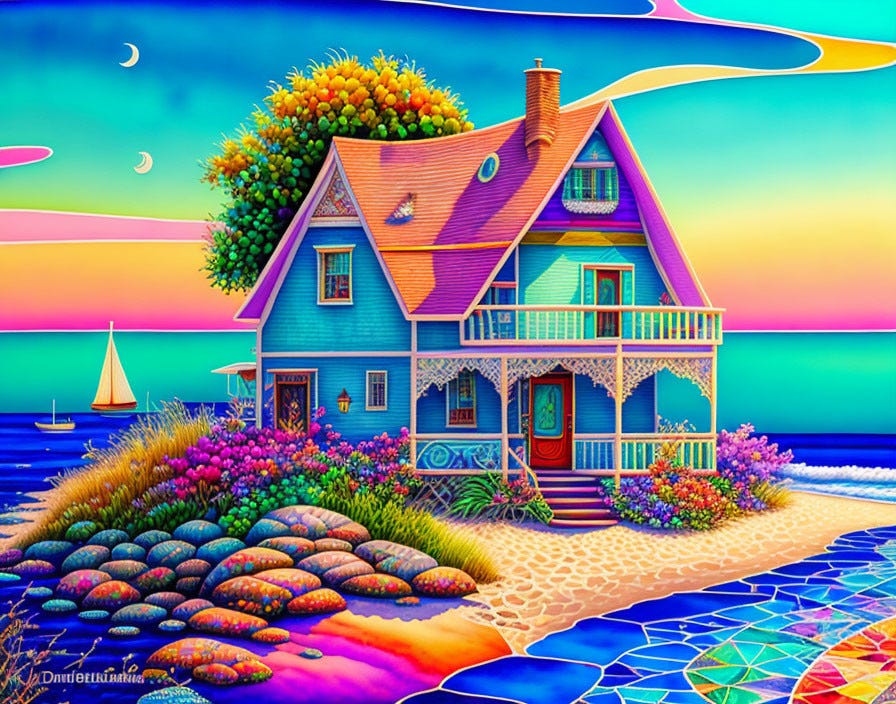 Psychedelic Beach Cottage | Deep Dream Generator