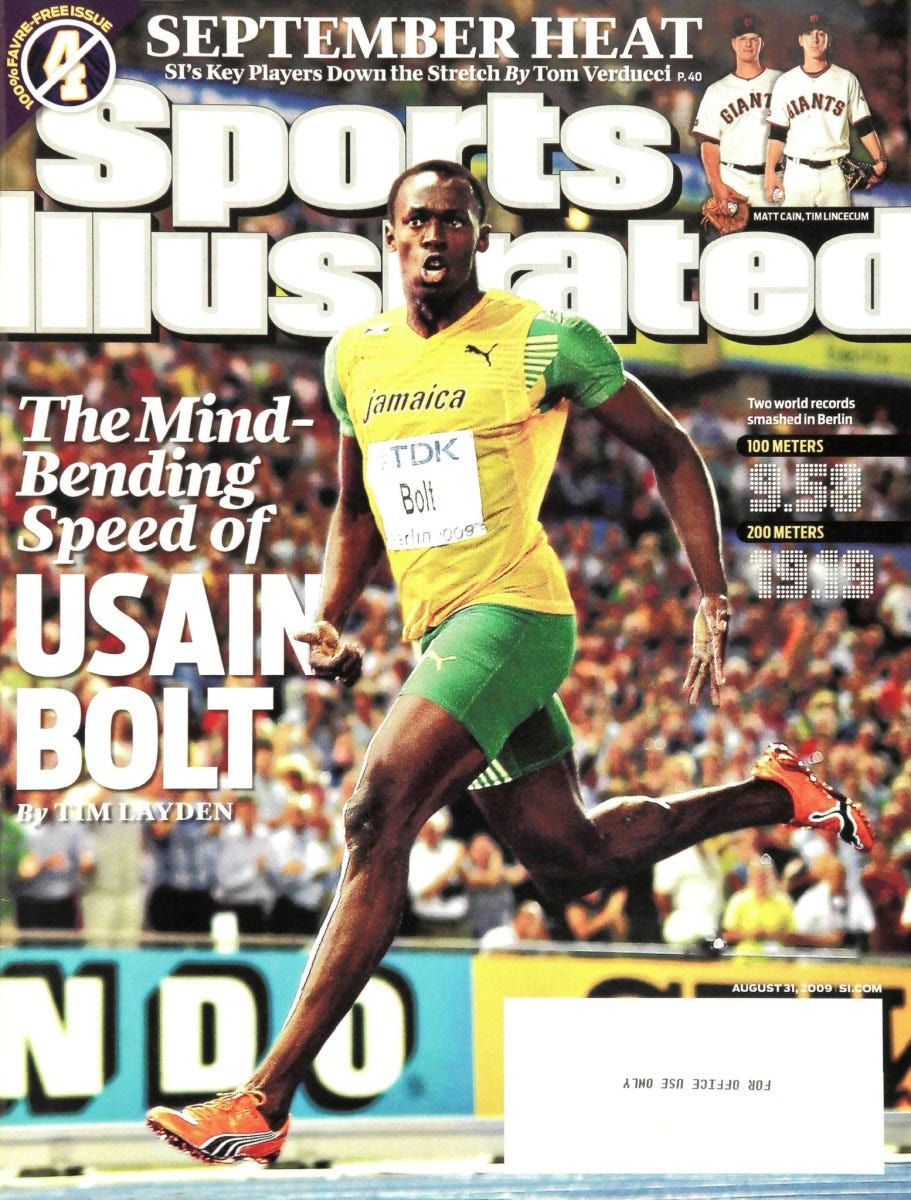 A Sports Illustrated cover featuring Usain Bolt