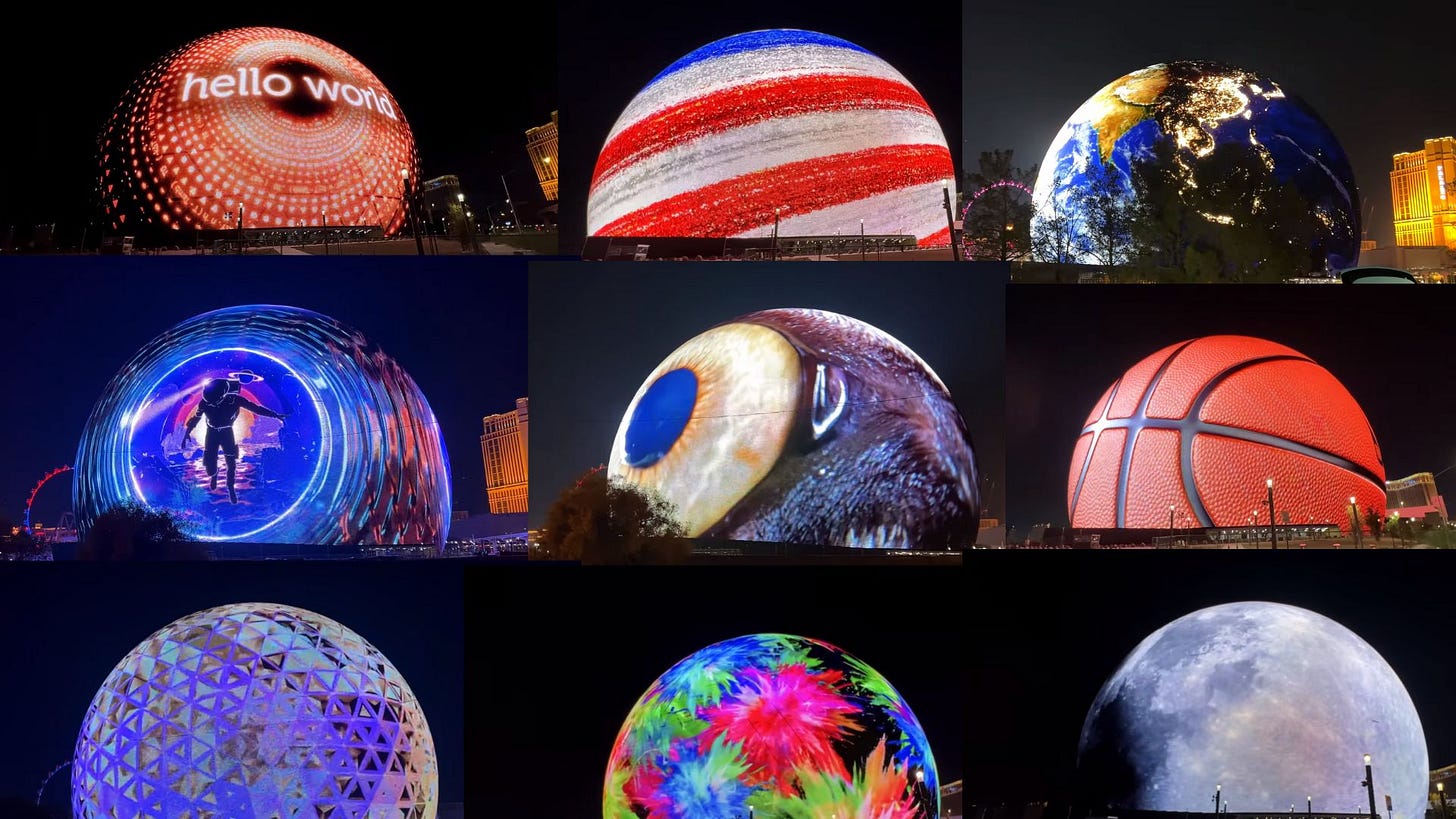 Selection of patterns displayed on the Sphere