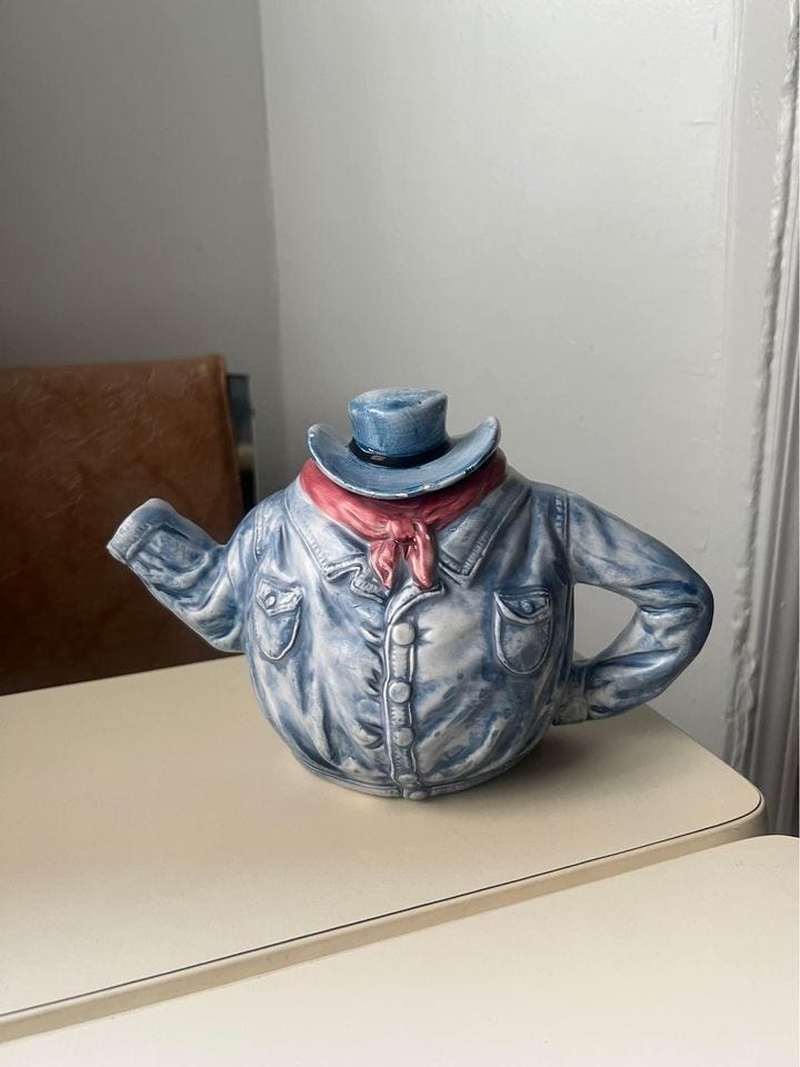 Product photo of Denim Cowboy Decorative Teapot
