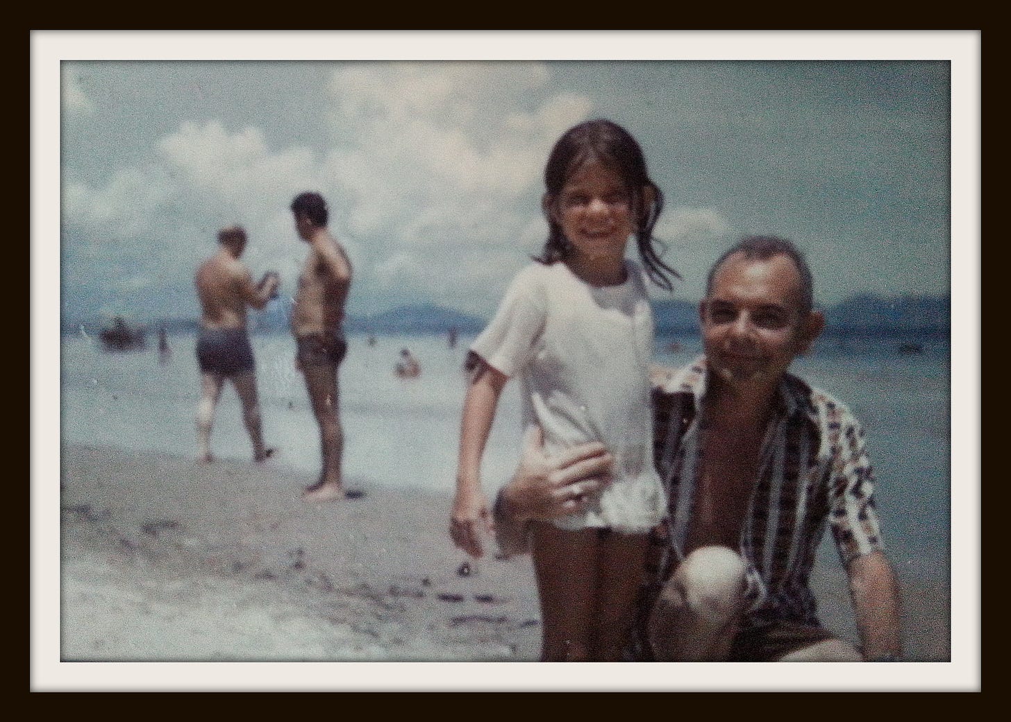 Photo: The author and her father on Vung Tau Beach, 1974.