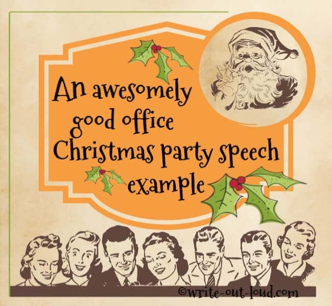 Image: retro Santa Claus with sign - an awesomely good office Christmas party speech example