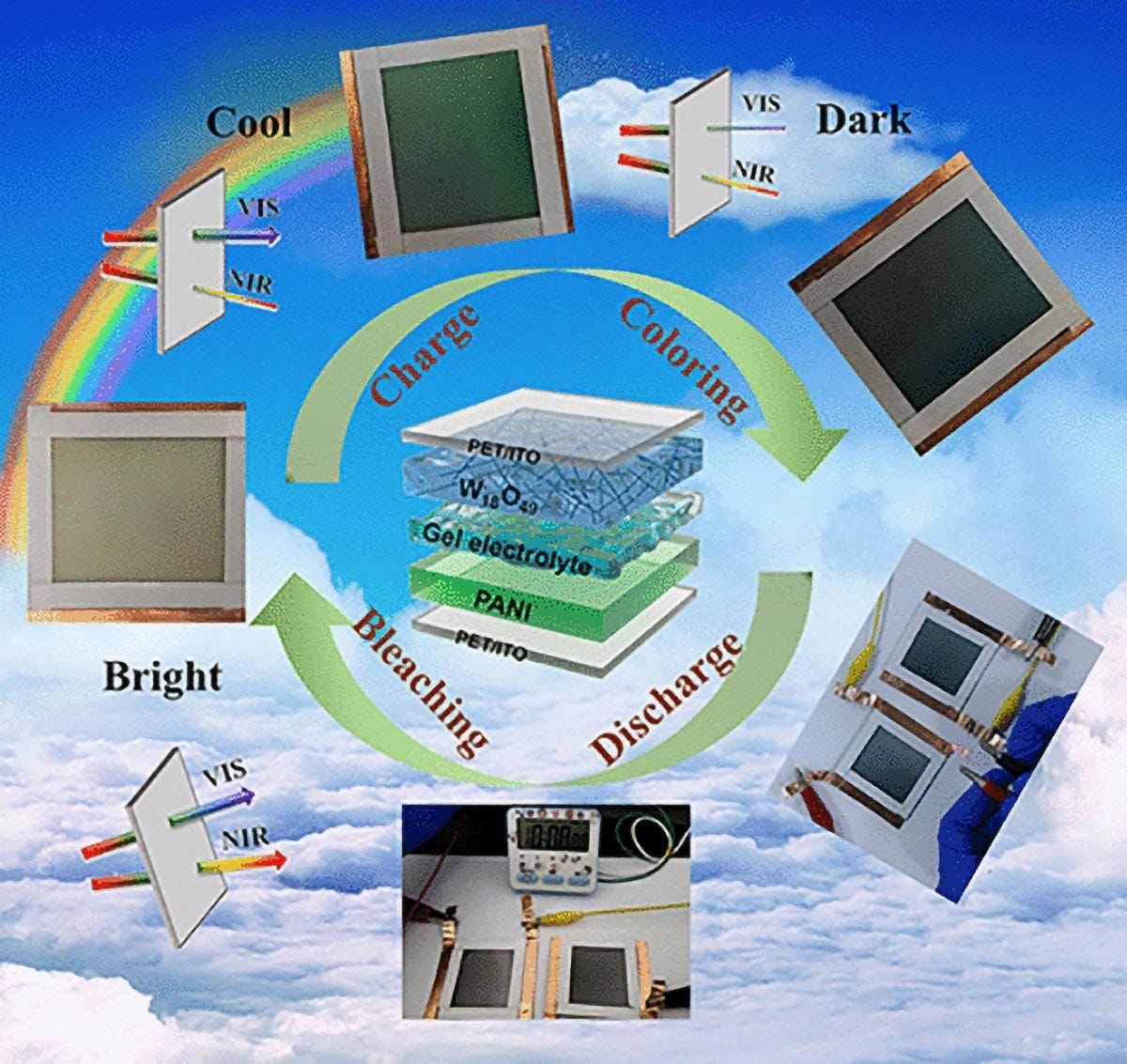 Flexible Dual Band Electrochromic Device With a High Optical Modulation and a Long Cycle Life