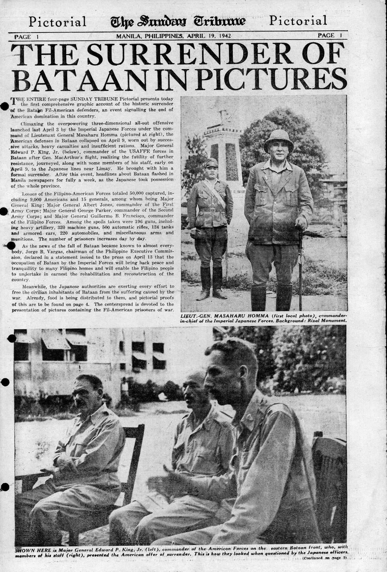 The 19 April 1942 edition of the Sunday Tribune with a pictorial coverage  of the fall of Bataan. : r/Philippines