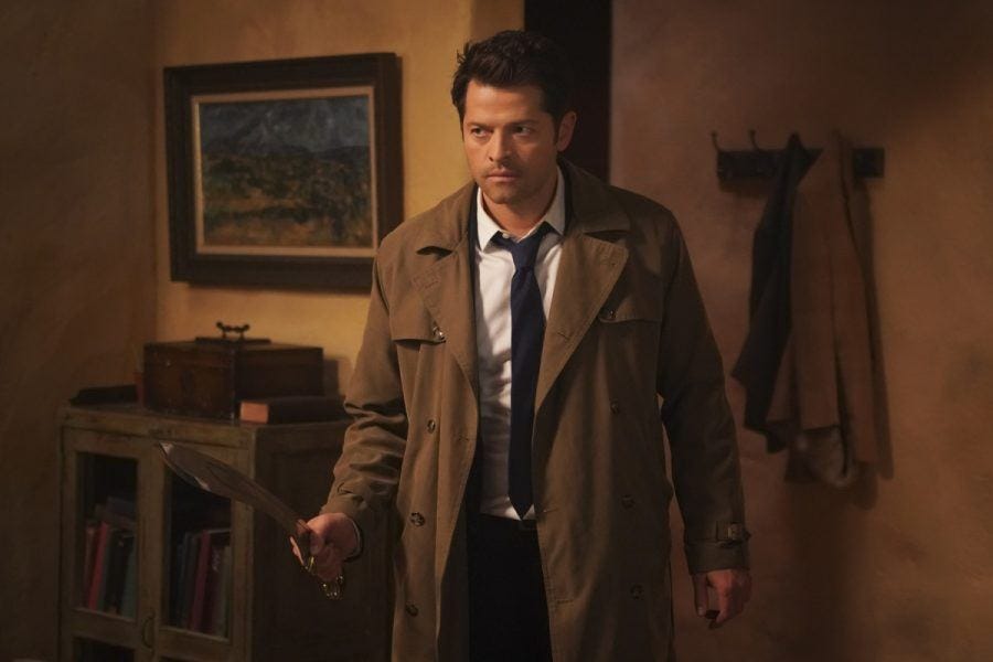 Castiel breaking in right before Noah kisses him SPN 1414