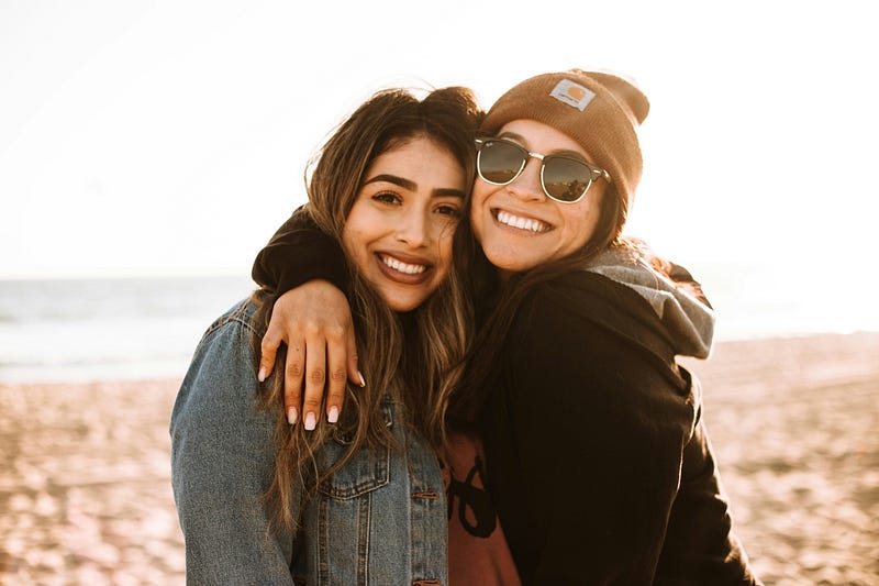 Two friends hug Two friends hug
