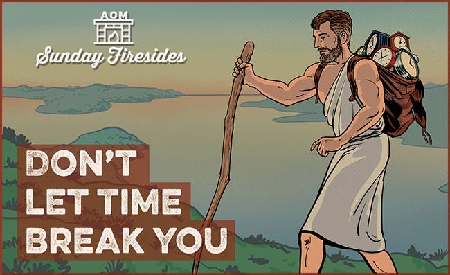 A man holding a stick during Sunday Firesides.