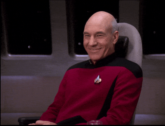 Jean-Luc Picard laughing