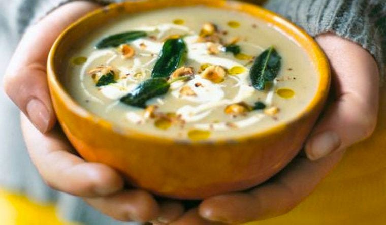 celeriac, apple and sage soup