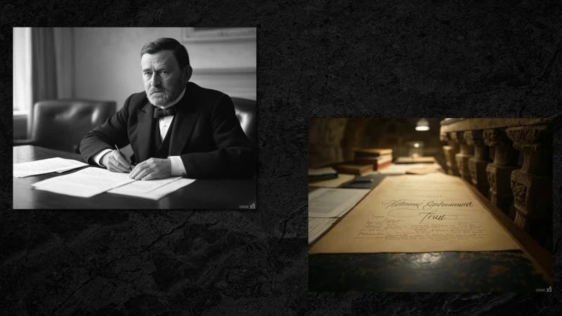 Images of President Grant and the National Endowment Trust document