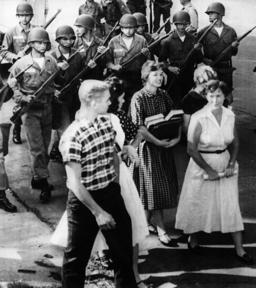 Integration Of Clinton High School. National Guardsmen Hold A  Segregationist White Mob At Bay With Fixed Bayonets History - Item #  VAREVCHISL033EC706 - Posterazzi