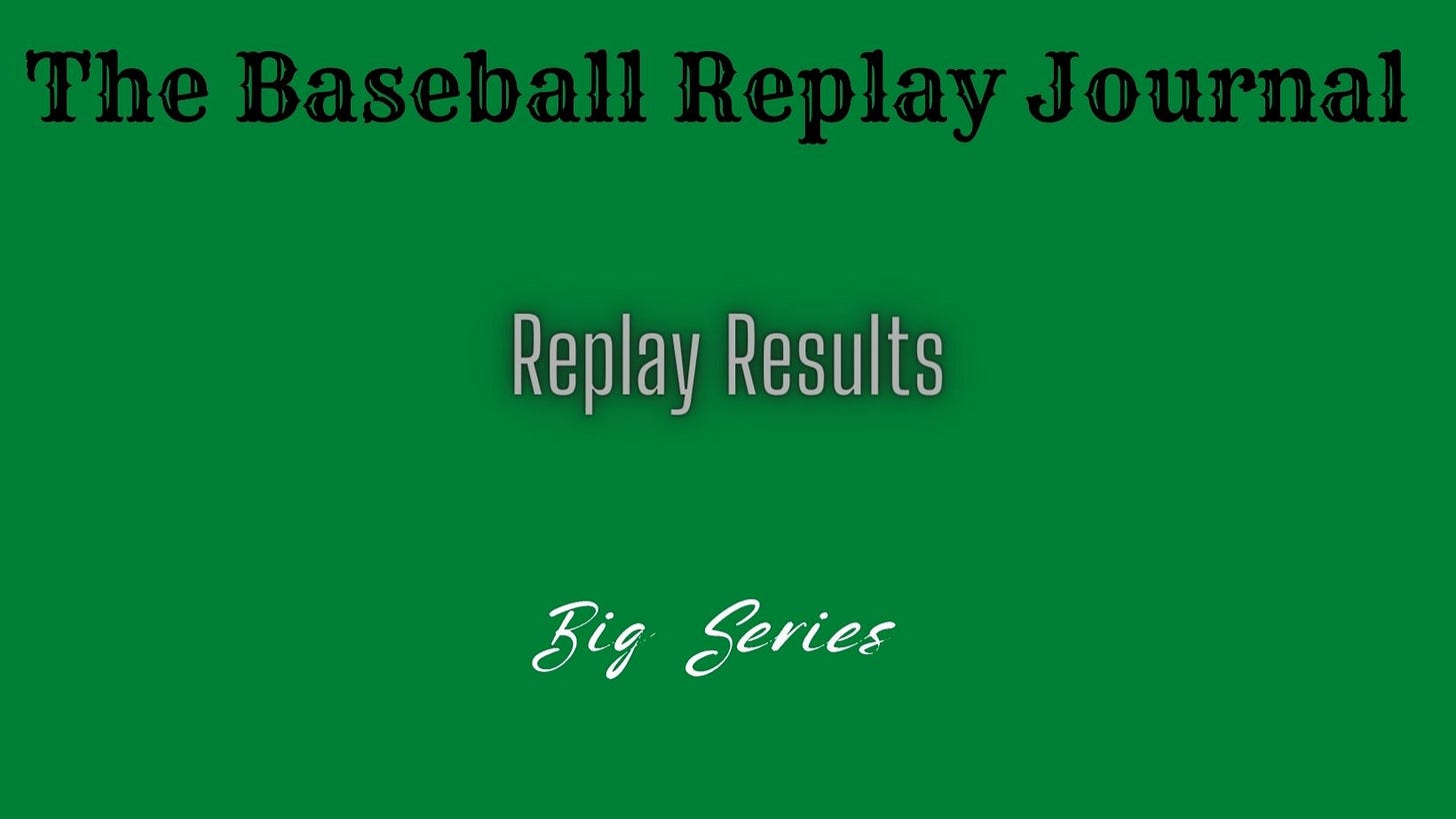 Baseball Replay Journal Replay Results