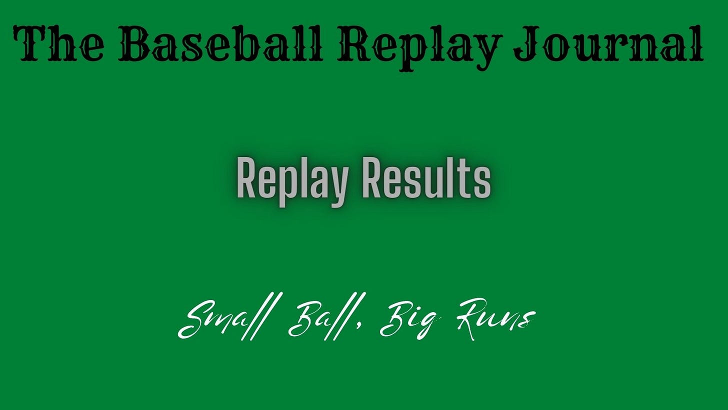 Baseball Replay Journal Results