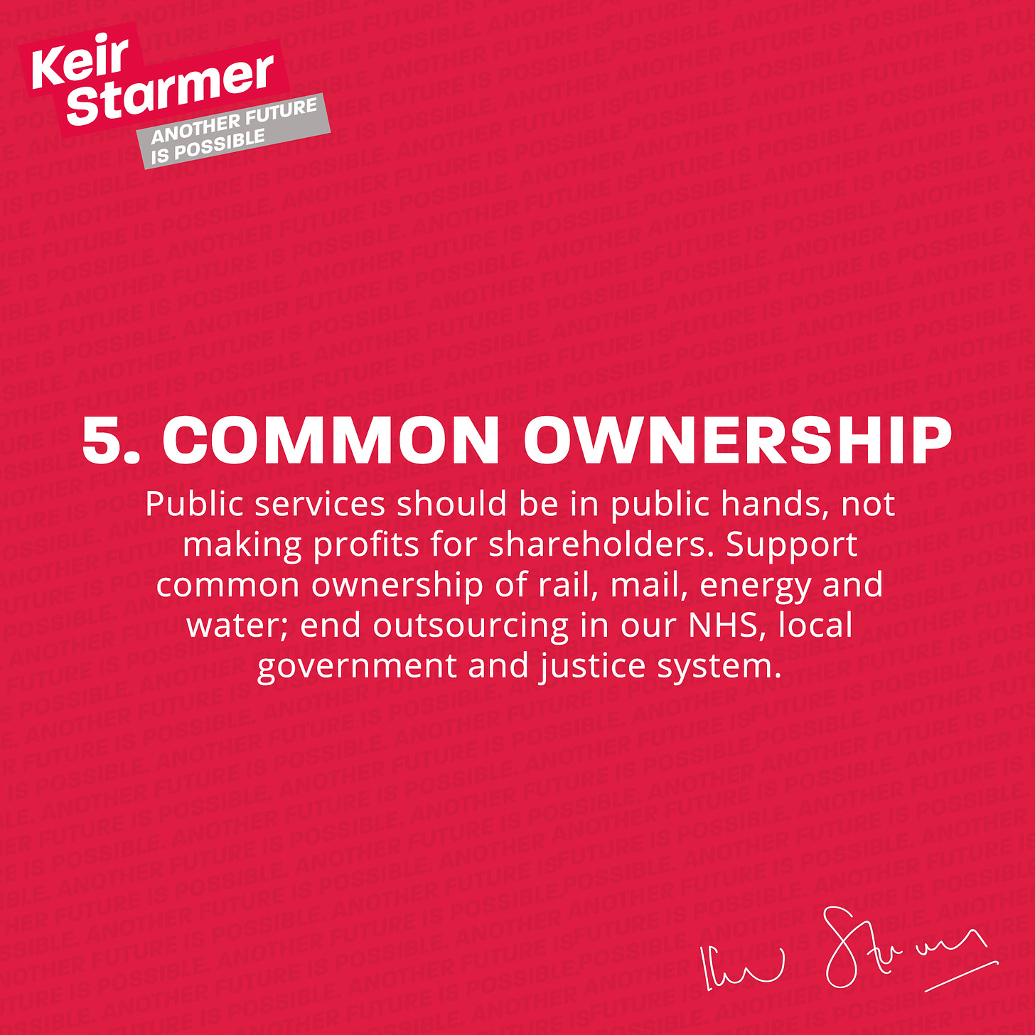 Keir Starmer - 5 Common Ownership - Leadership Pledge Graphic