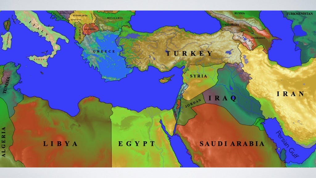 Modern map of the Middle East