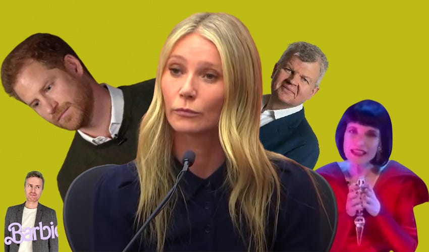 A rather terrifying and hideous collage of Gwyneth Paltrow, Adrian Chiles, Prince Harry, mystic meg, and me.