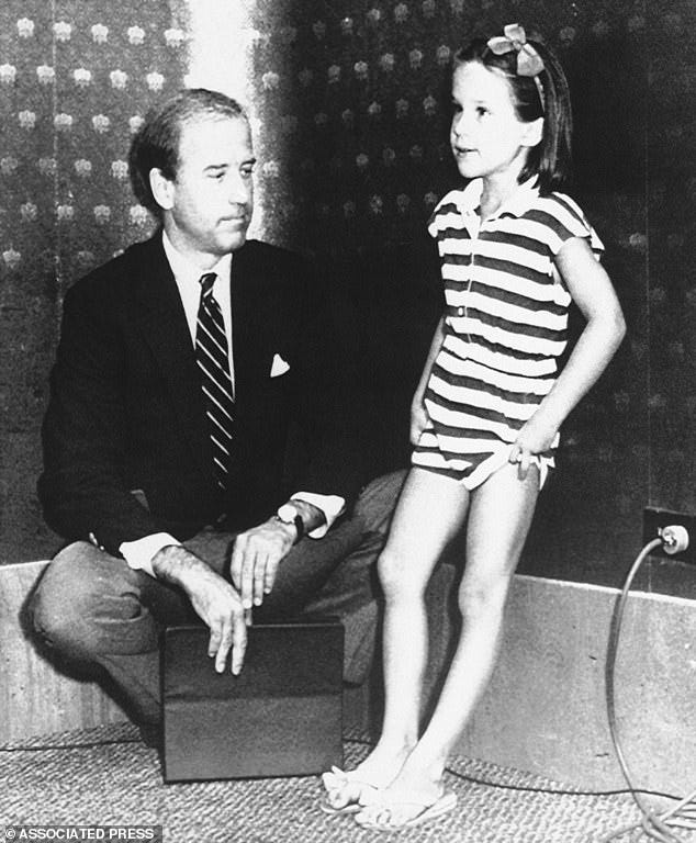 In 2019, Ashley Biden, the then 37-year-old daughter of President Biden and his wife Jill, wrote in her journal about showering with her father at an inappropriate age and her fears that, as a child, she was sexually abused. (Pictured: Ashley with her father in 1987).