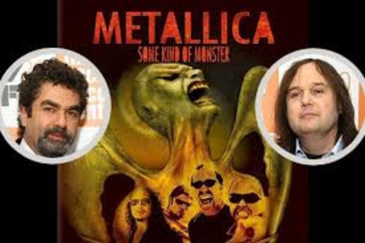 Metallica, met Joe Berlinger (l) en Bruce Sinofsky (r)
