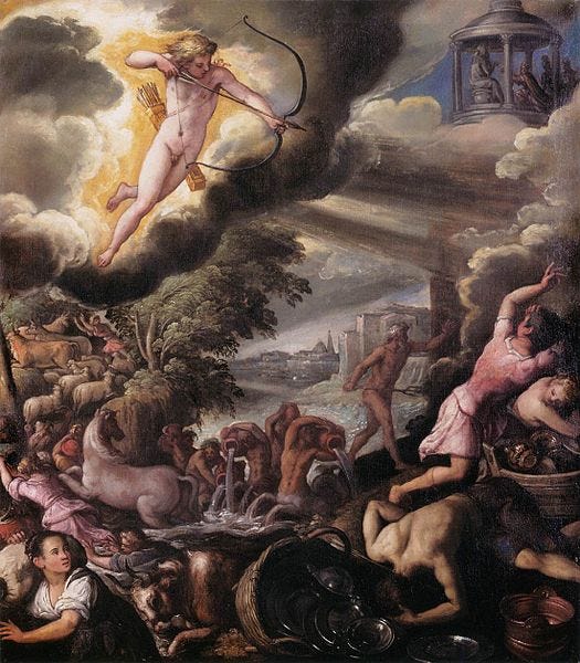 Picture of an oil painting showing Apollo and Poseidon Punishing Troy