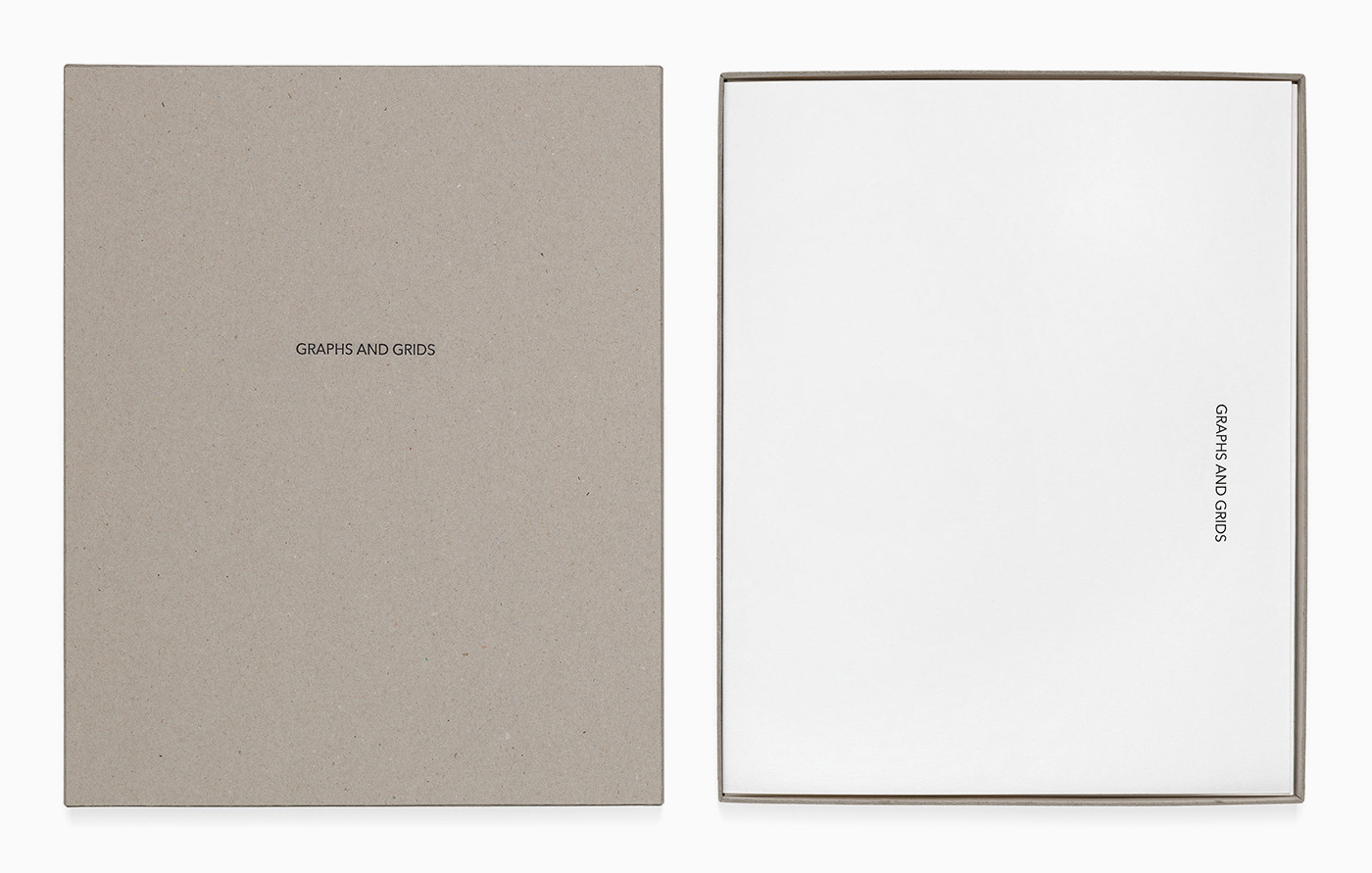 Victoria Burge, Graphs & Grids, (detail), (typewritten ink on paper in 11 parts, accompanied by an enclosure of binder’s board with foil stamp in two parts and a paper folder; installation dimensions are variable), 2023 [Krakow Witkin Gallery, Boston, MA. © Victoria Burge]