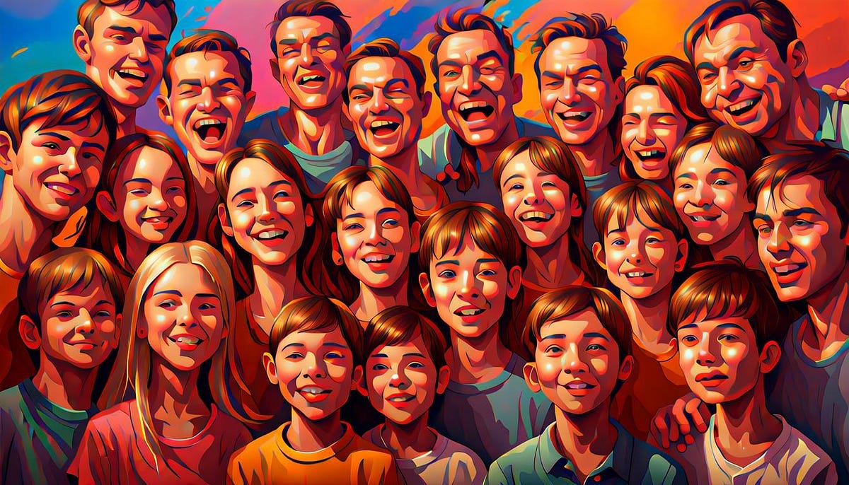 Artist impression of multiple children