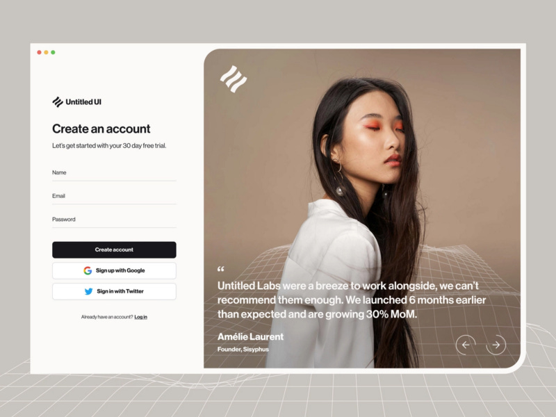 A sign-up form UI concept from Dribbble.